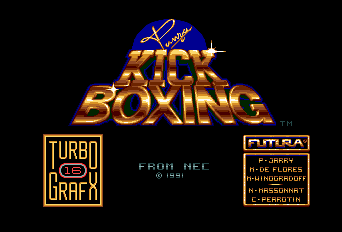 Andre Panza Kick Boxing title screen for TurboGrafx-16